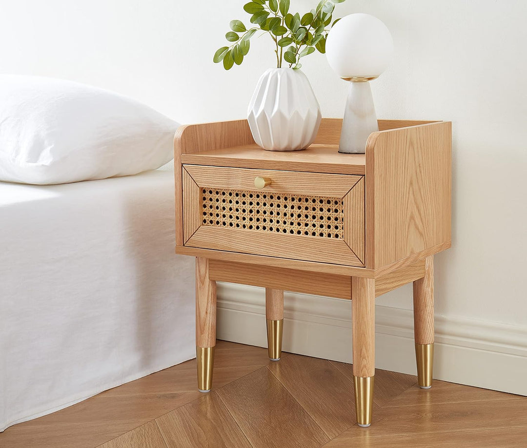 BAÏTA Nachttisch Léon, MDF, Eichenfurnier, buchenholz, L40cm