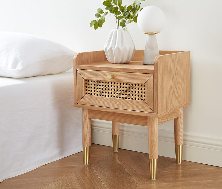 BAÏTA Nachttisch Léon, MDF, Eichenfurnier, buchenholz, L40cm