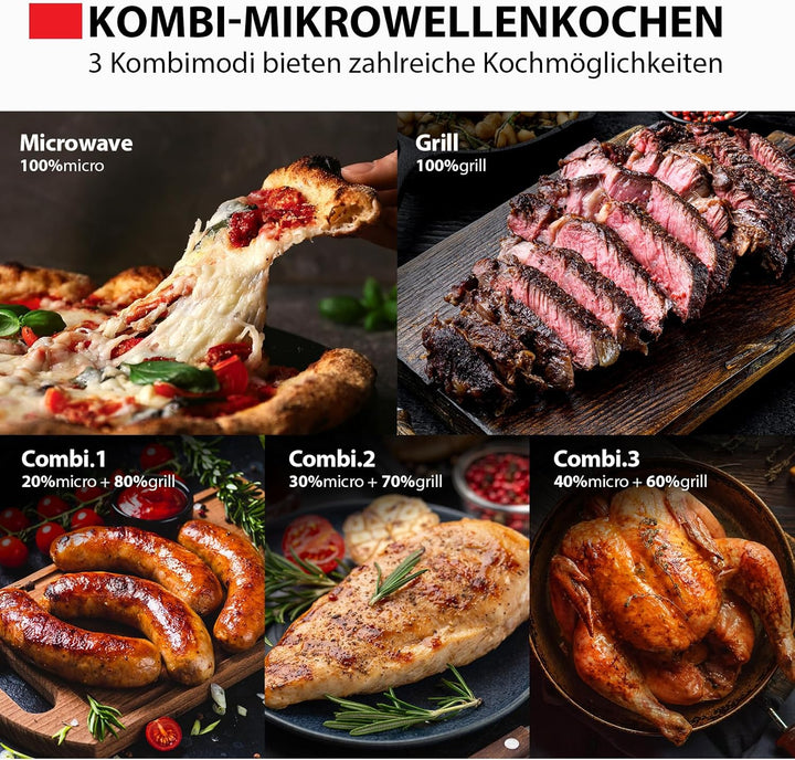 Toshiba MW2-MG20PE(BK) Mikrowellenherd 700 W mit knuspriger Grill- & Kombigarfunktion, 5 Leistungsst