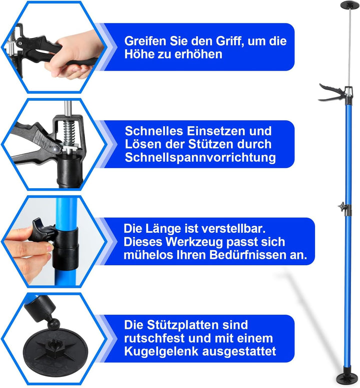 4x Deckenstütze, Montagestütze bis 50kg Tragkraft,Teleskopstützen bis 45°,Montagestütze 115-290cm,Ei