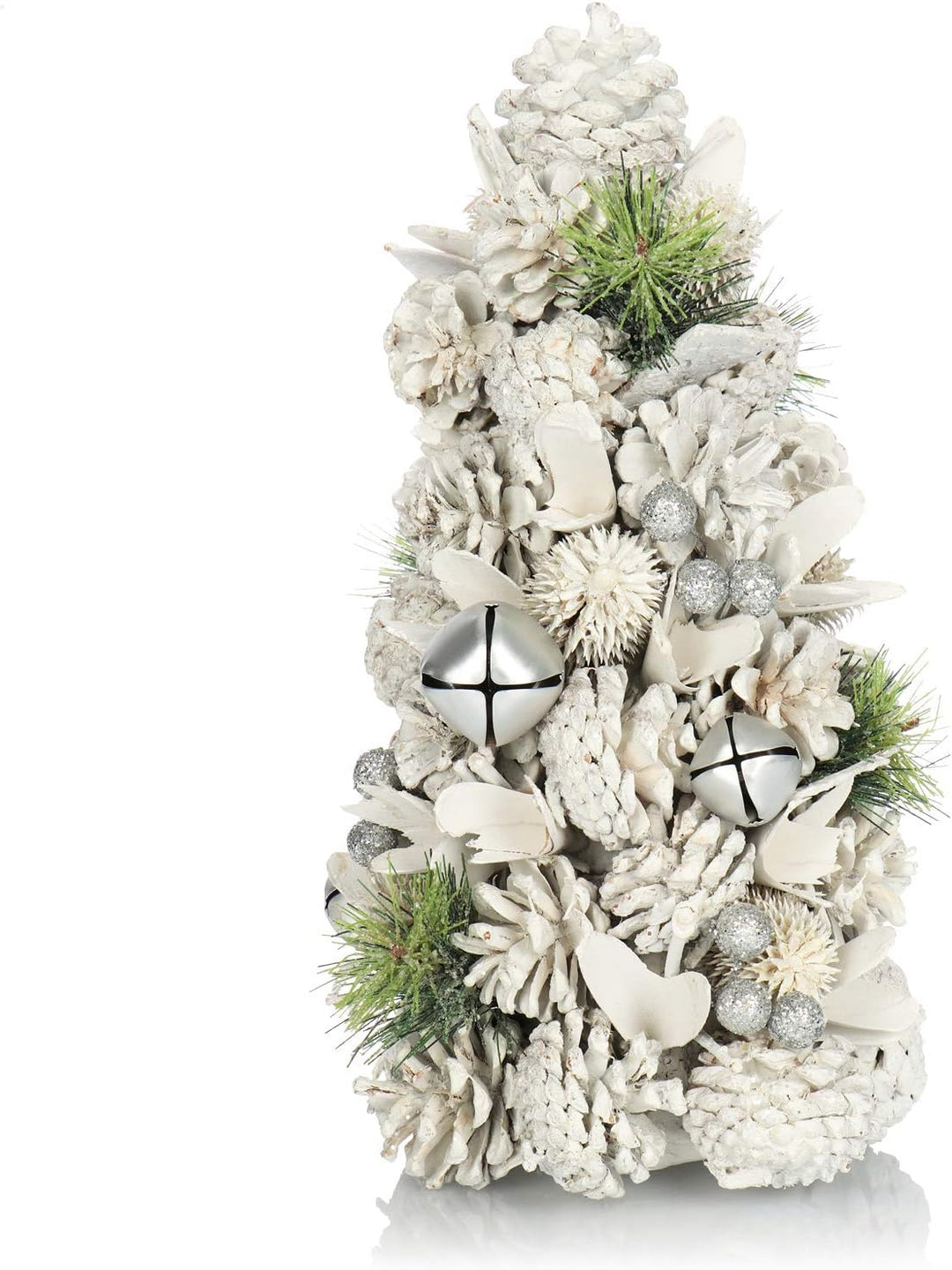 com-four® Deko-Weihnachtsbaum - dekorativer Kleiner Schmuckbaum - tolle Tischdeko in Weiss mit Glitz