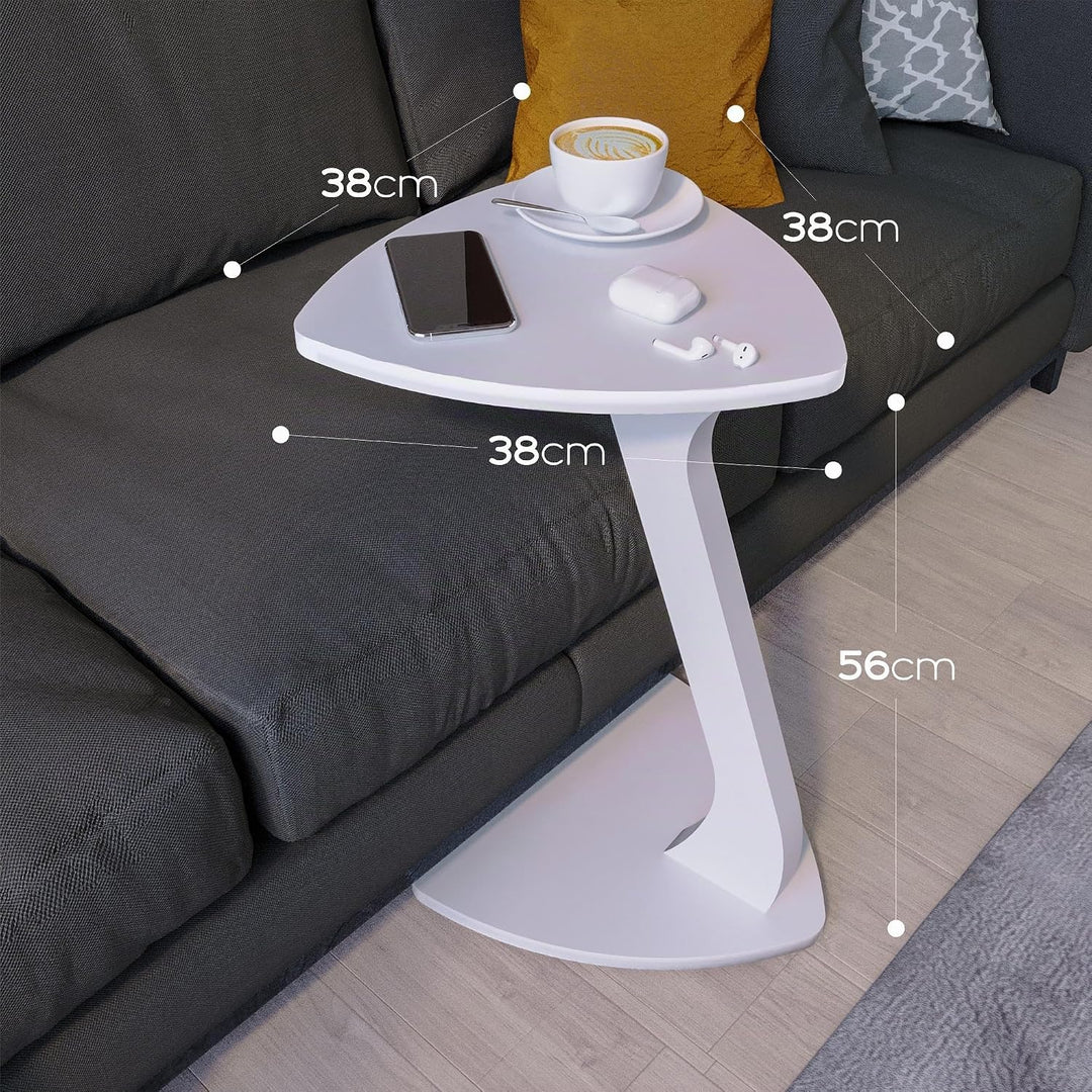 Beistelltisch Couch, Kleiner Beistelltisch C-Form, Sofatisch in stylischem Weiss, Kleiner Couchtisch