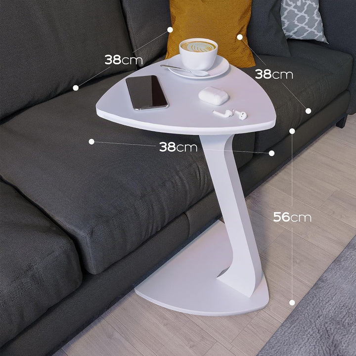 Beistelltisch Couch, Kleiner Beistelltisch C-Form, Sofatisch in stylischem Weiss, Kleiner Couchtisch