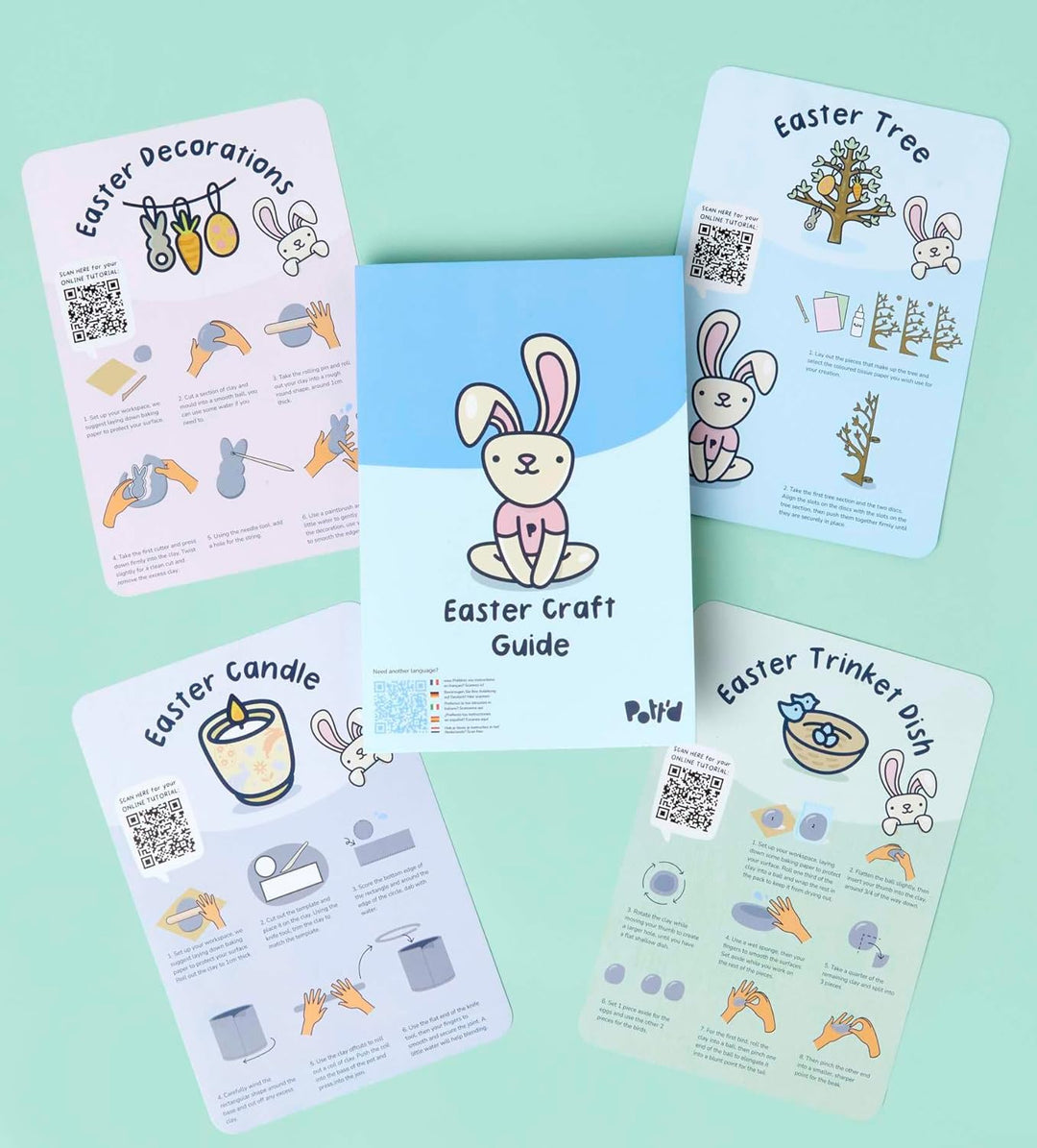 Pott’d Osterbastelset Für Erwachsene Mit Lufttrocknendem Ton, Basteln Ostern Erwachsene DIY Set Für