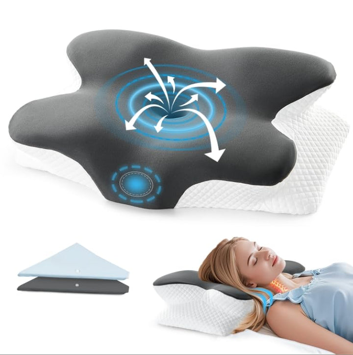 BRO Nackenstützkissen Memory Foam Kissen mit 2 Kissenbezügen Ergonomisches Kopfkissen Seitenschläfer