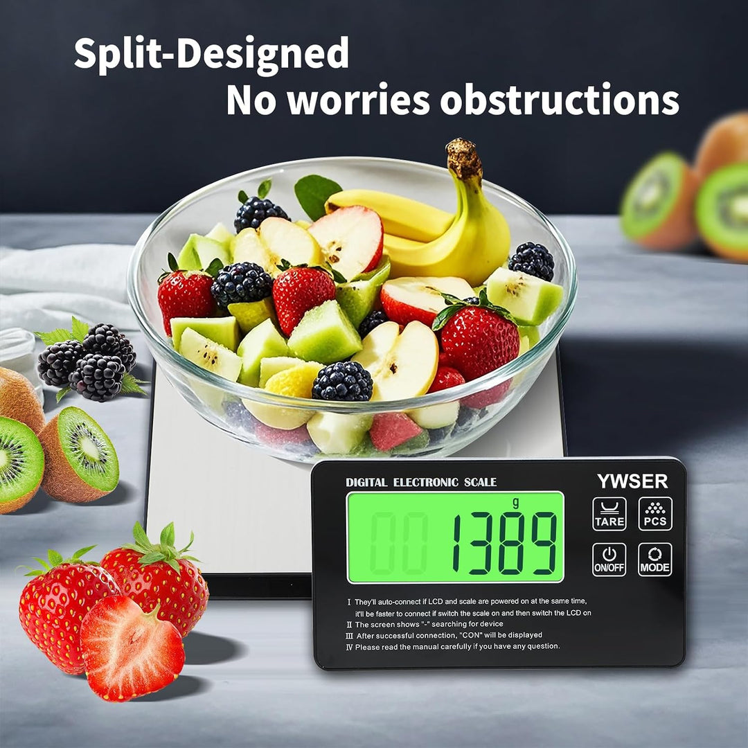 15kg Digitale Küchenwaage mit LCD-Fernanzeige, Split entworfenes Display zum einfachen Lesen und Rei