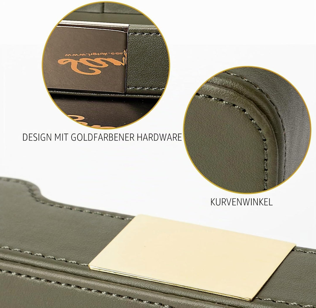 SANZIE Luxuriöses Leder-Tablett, Schreibtisch-Aufbewahrung, Catchall-Organizer, dekoratives Tablett