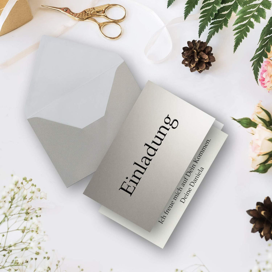 300x Faltkarten Set DIN A6/C6 mit Brief-Umschlägen in Silber - inklusive Einleger - 14,8 x 10,5 cm -