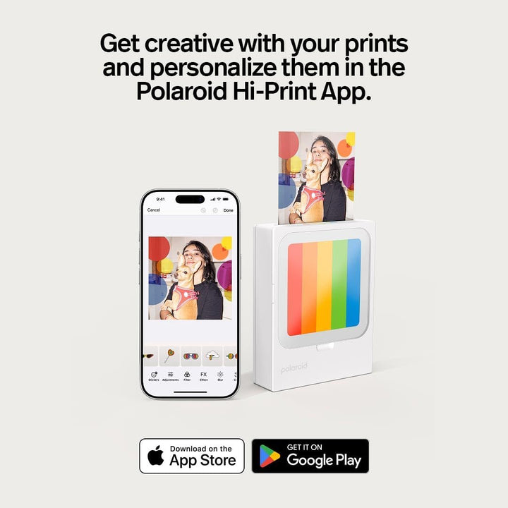 Polaroid - Bundle HiPrint 3x3 (7.6 cm x 7.6 cm) Pocket Bluetooth Fotodrucker Weiss + 60 Blatt (6647)