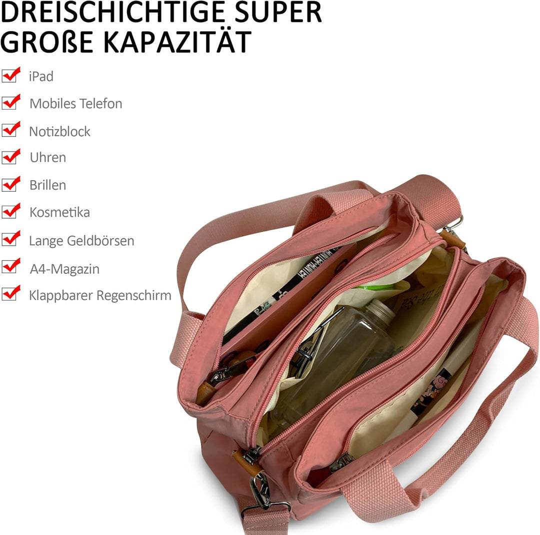 DORRISO Damen Umhängetasche Canvas Handtasche Schultertasche Casual Umhängetaschen Gross Kapazität S
