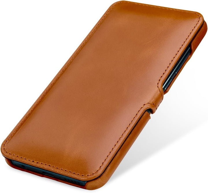 STILGUT Book Type Lederhülle kompatibel mit Huawei Honor 10. Seitlich klappbares Flip-Case aus Echtl