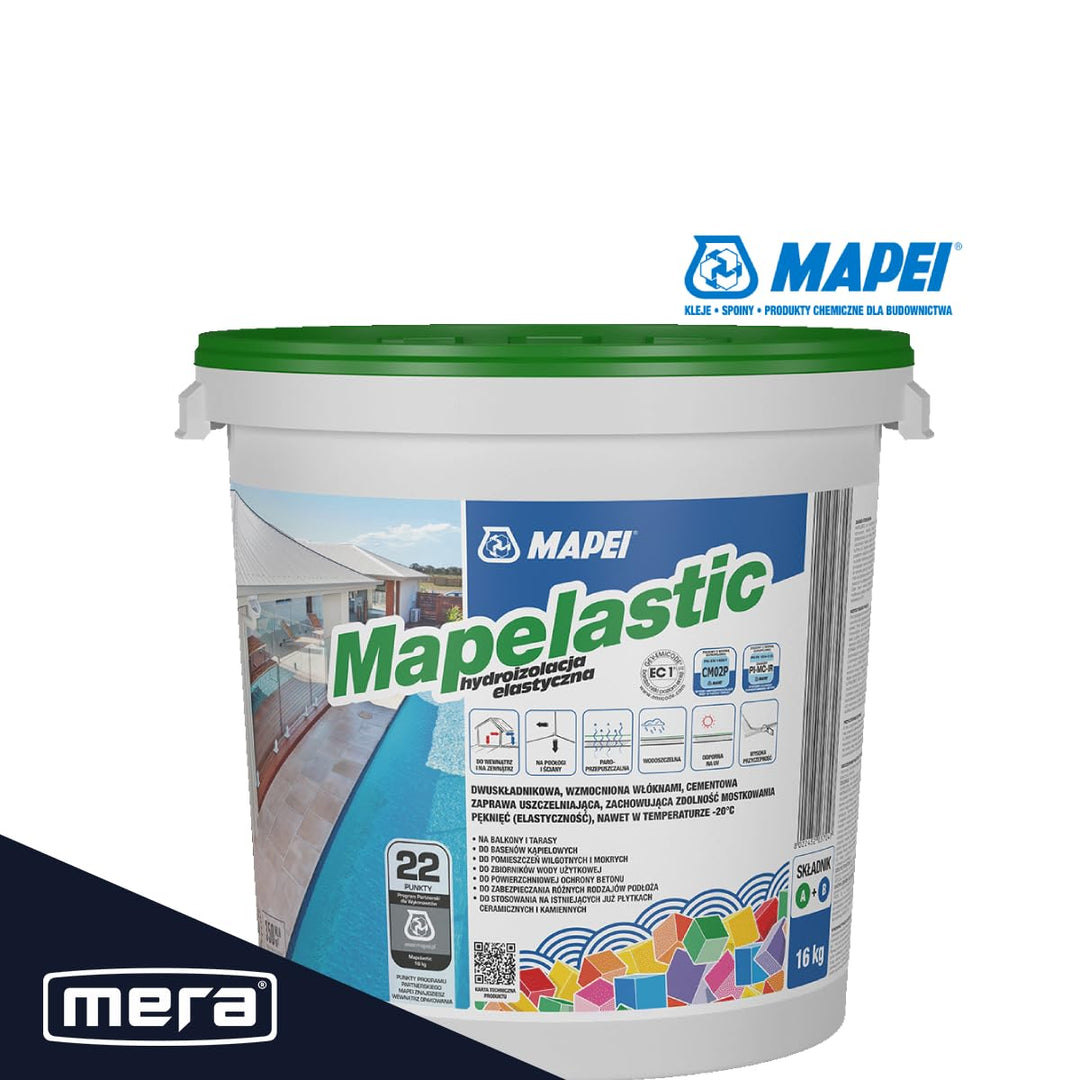 MAPEI MAPELASTIC Hydroisolierung (A+B) 16kg Flexibler 2-Komponentenwasserstopper für Terrasse Balkon