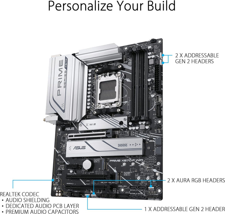 ASUS PRIME X670-P WIFI Gaming Mainboard Sockel AMD AM5 (Ryzen 7000, ATX, PCIe 5.0, 3x M.2, DDR5-Spei