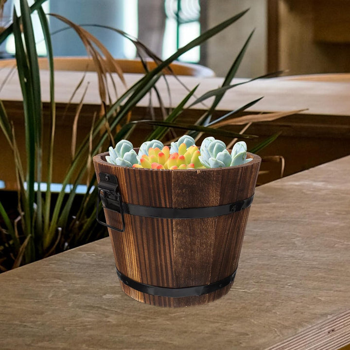 YARNOW 2 Stücke Holz Blumentöpfe Blumenkübel Holzfass Holzkübel Blumentopf Retro Holzeimer Rustikale