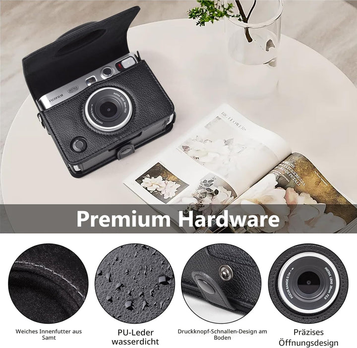 MUZIRI KINOKOO Mini EVO Hülle Kompatibel für Fuji Instax Mini EVO Instant Camera mit PU Leder Lychee