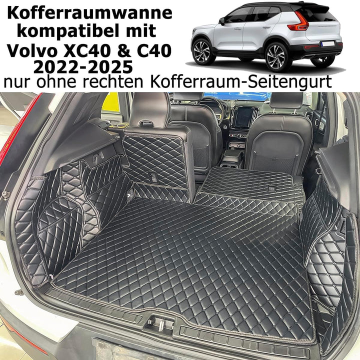 Kofferraumwanne kompatibel mit Volvo XC40 C40 2022–2026 (nur ohne rechten Kofferraum-Seitengurt Ohne