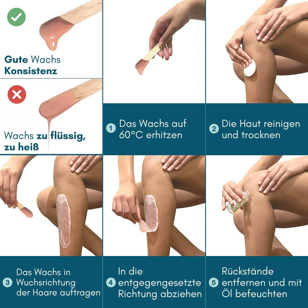 Wachswärmer professionell, Digitales Waxing Set mit Silikonschale, 400 g hypoallergenes Heisswachs: