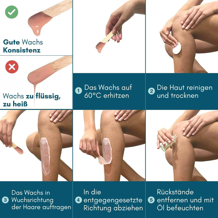 Wachswärmer professionell, Digitales Waxing Set mit Silikonschale, 400 g hypoallergenes Heisswachs: