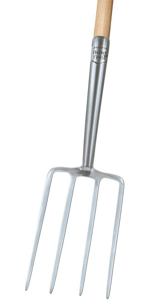 Idealspaten 25016702 Spatengabel mit Schwanenhalsdülle aus Edelstahl T-Stiel 85x27 cm, silber, 40 x