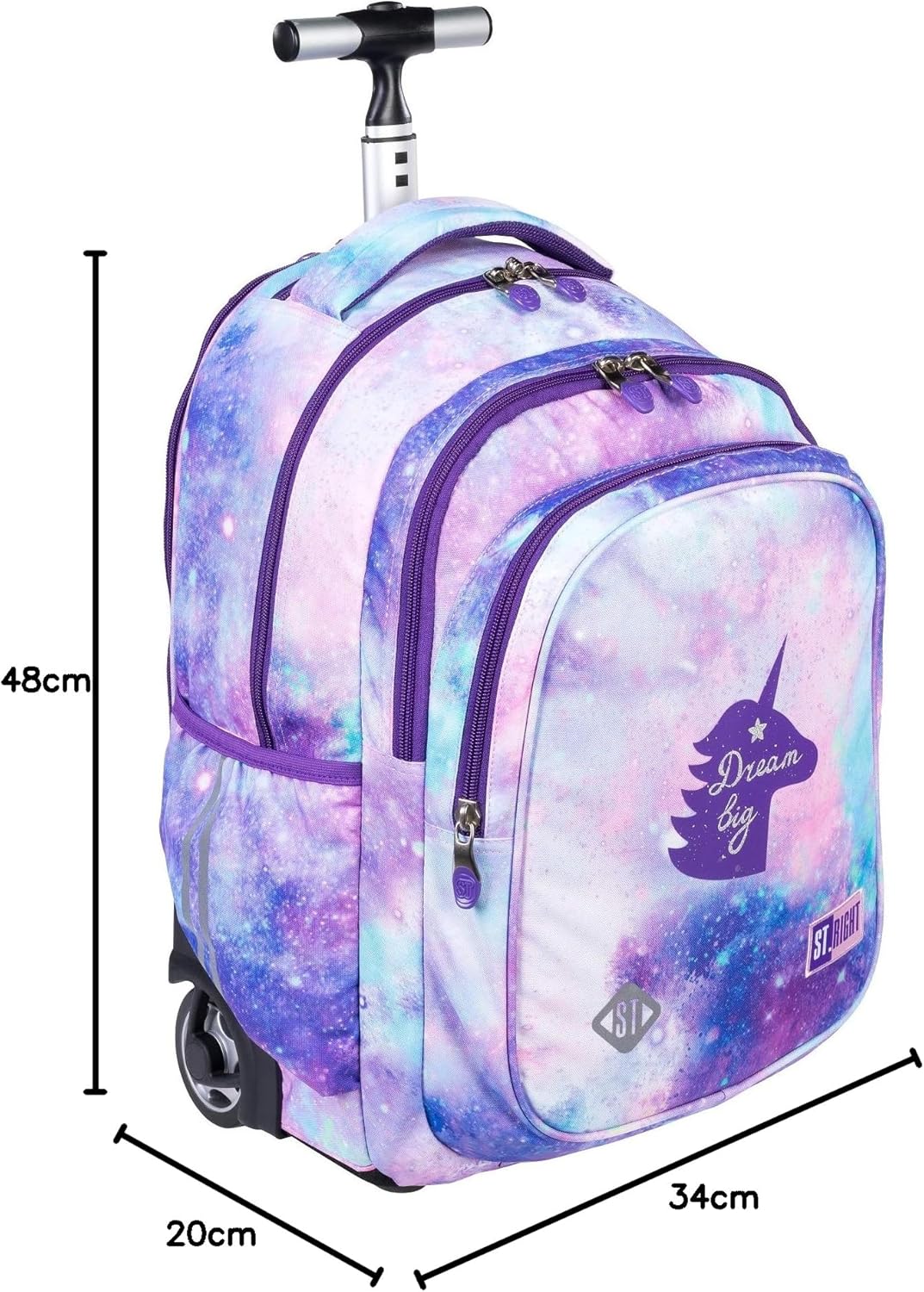 St.Right Sky Unicorn Rucksack Trolley Schule Elementare Medium Mädchen Damen Gross