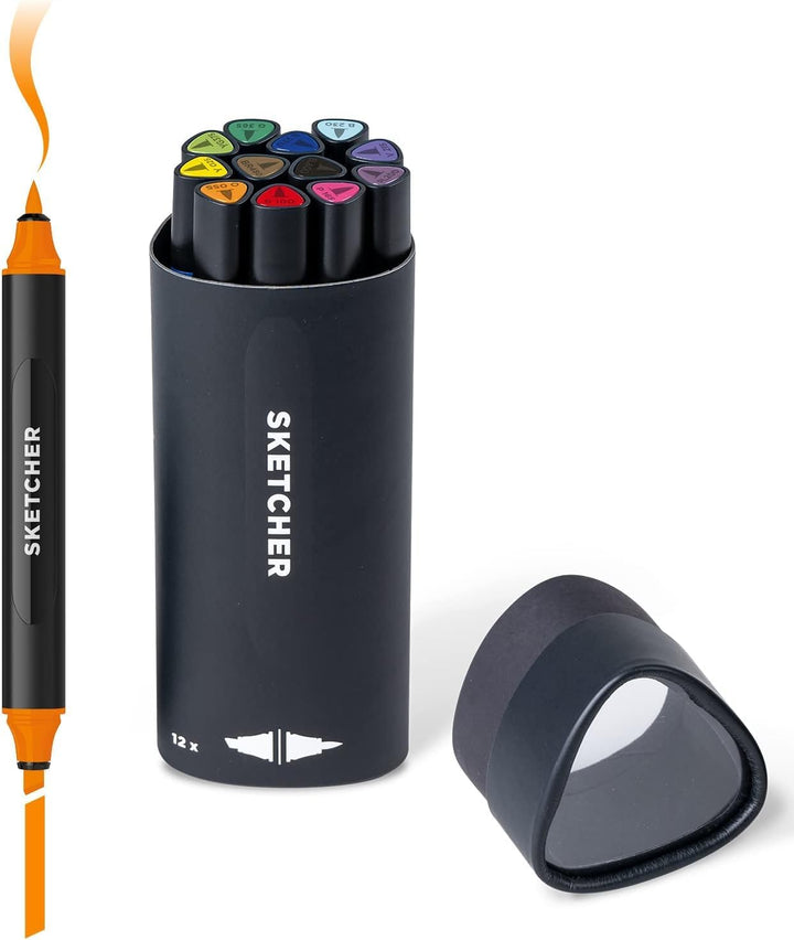 Molotow Sketcher Twinmarker Main Kit 1 (Brush Tip &amp; 3mm Keilspitze, farbintensive Aqua Pro Tinte, sc