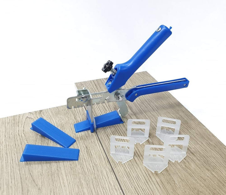 Fliesen Nivelliersystem Blau Fliesenstärke 12-21 mm Basis+-Set 1,5 mm 400 Laschen 100 Keile + Zange