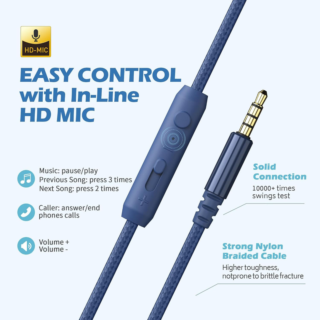 AILIHEN C8 Kopfhörer mit Kabel und Mikrofon, faltbar und verstellbar, On-Ear-Headsets, Lautstärkereg