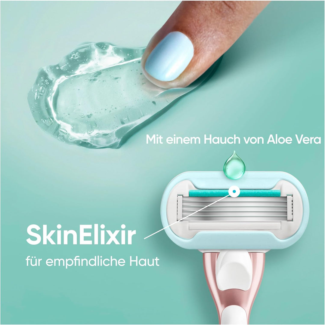 Gillette Venus Deluxe Smooth Sensitive Rasierer Damen, Damenrasierer + 9 Rasierklingen mit 5-fach Kl