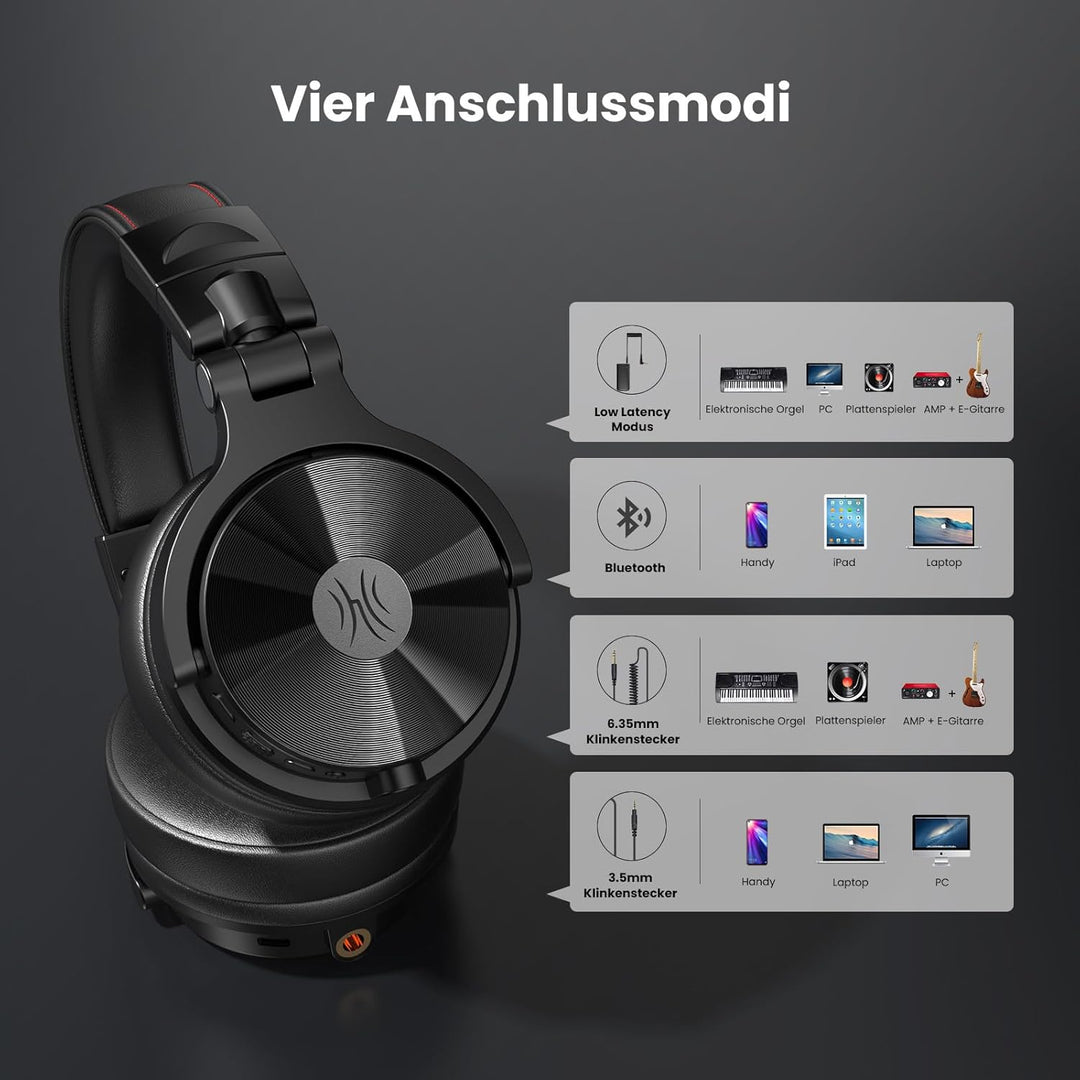 OneOdio Studio Max 1 Kabellose Over Ear DJ Kopfhörer, 120 Std. Spielzeit, 20 ms geringe Latenz, Hi-R