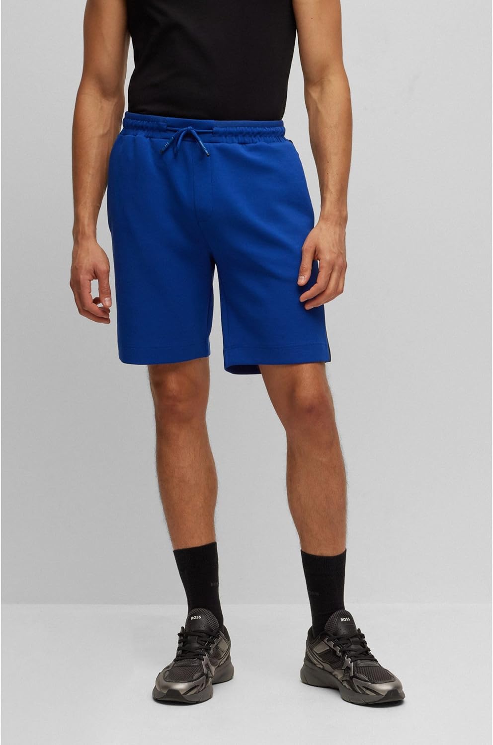 BOSS Herren Headlo 1 Shorts aus elastischem Baumwoll-Mix mit Tape-Details XS Bright Blue438, XS Brig