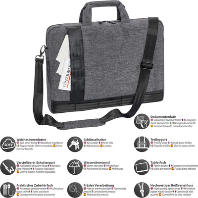 PEDEA Notebooktasche "Fancy" für 15,6 Zoll (39,6cm) mit Schultergurt und Maus, grau Grau 15,6 Zoll m