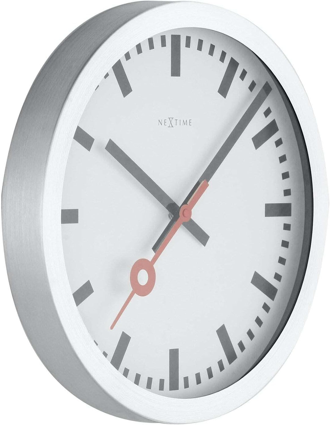 NeXtime 3999ST Wanduhr Bahnhofsuhr STATION, lautlos, rund, ø 35 cm, 34.8 x 4.5 cm 34.8 x 4.5 cm Silb