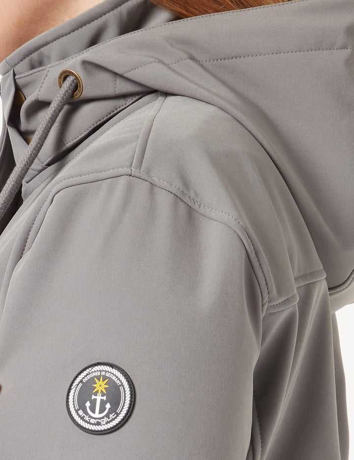Ankerglut Damen Softshellmantel Kurzmantel mit Kapuze Gefüttert Übergangsjacke #Ankerglutbrise Softs
