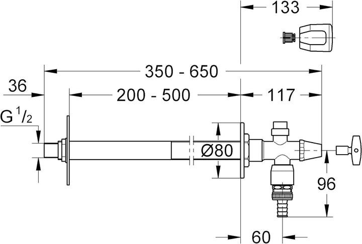 GROHE Eurotec-Bausatz Aussenwandventil (Verdrehschutz, mit Sicherungseinrichtung Typ HD, 170 - 500 m