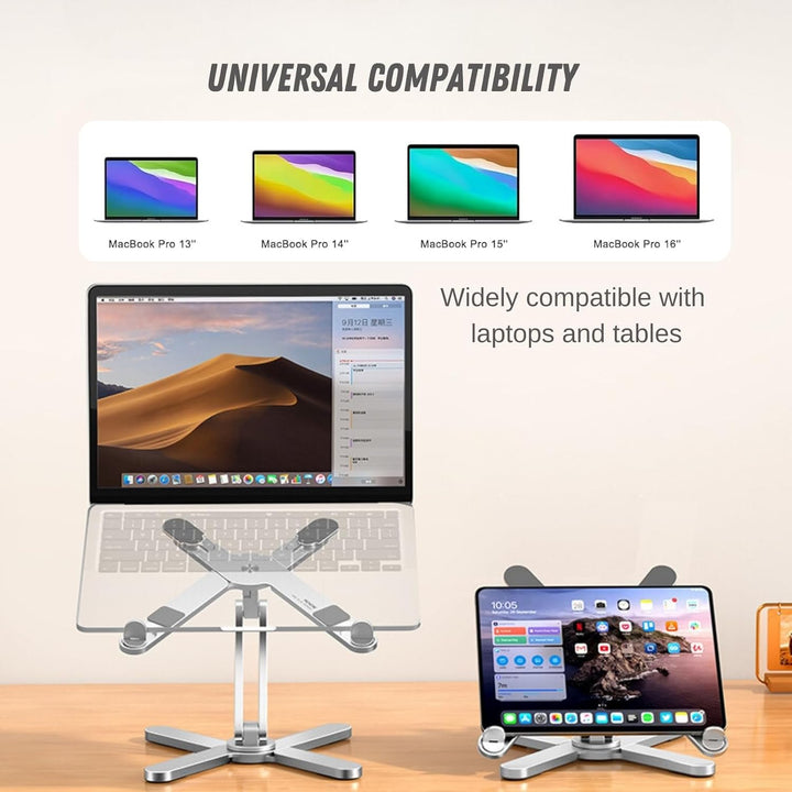Laptopständer Mit 360° Drehbarer Basis, Höhenverstellbarer Laptopständer, Ergonomischer Faltbarer La
