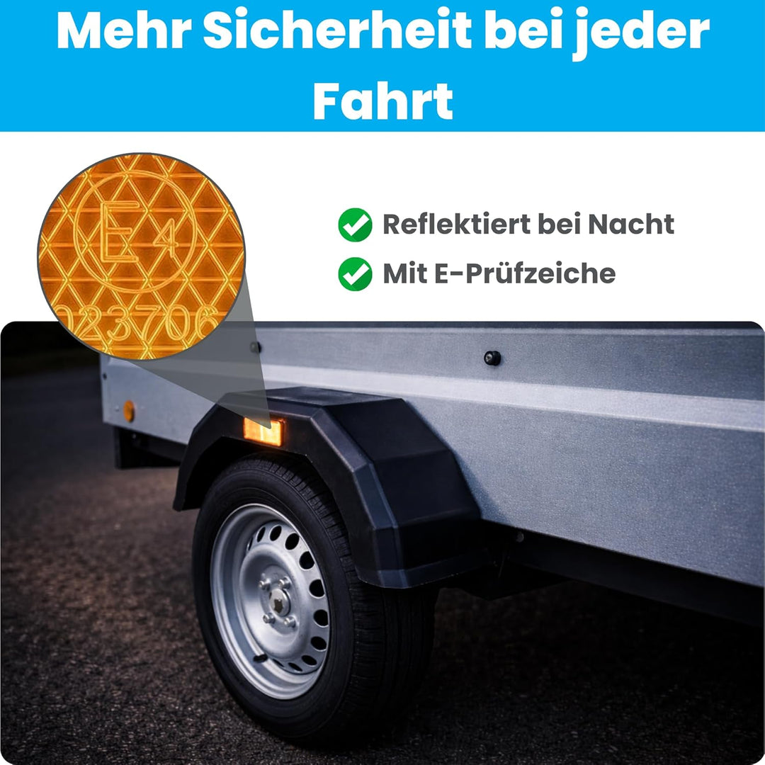 2X Anhänger Kotflügel 620x250x180mm – Schutzblech Kunststoff Schwarz mit Reflektor – Beidseitig mont