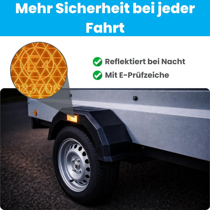 2X Anhänger Kotflügel 620x250x180mm – Schutzblech Kunststoff Schwarz mit Reflektor – Beidseitig mont