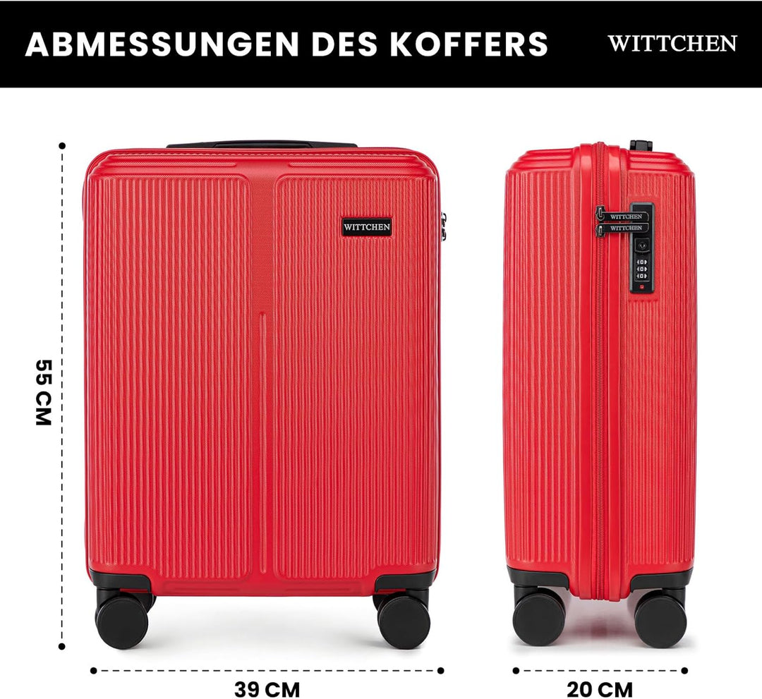 WITTCHEN Stripes Line | Kabinenkoffer 55 × 39 × 20 cm (M) | Hartschale ABS handgepäck Koffer 36 l, 4