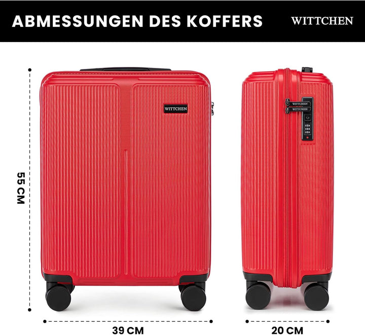 WITTCHEN Stripes Line | Kabinenkoffer 55 × 39 × 20 cm (M) | Hartschale ABS handgepäck Koffer 36 l, 4