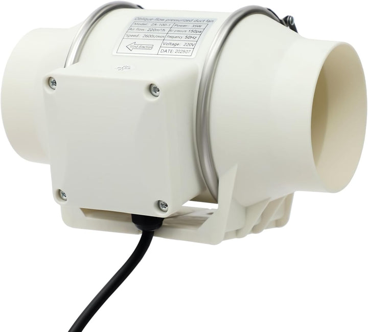 Rohrventilator 28W 95mm leiser Ablüfter Rohrventilator, 220m³/h Abluftventilator mit reinem Kupfermo