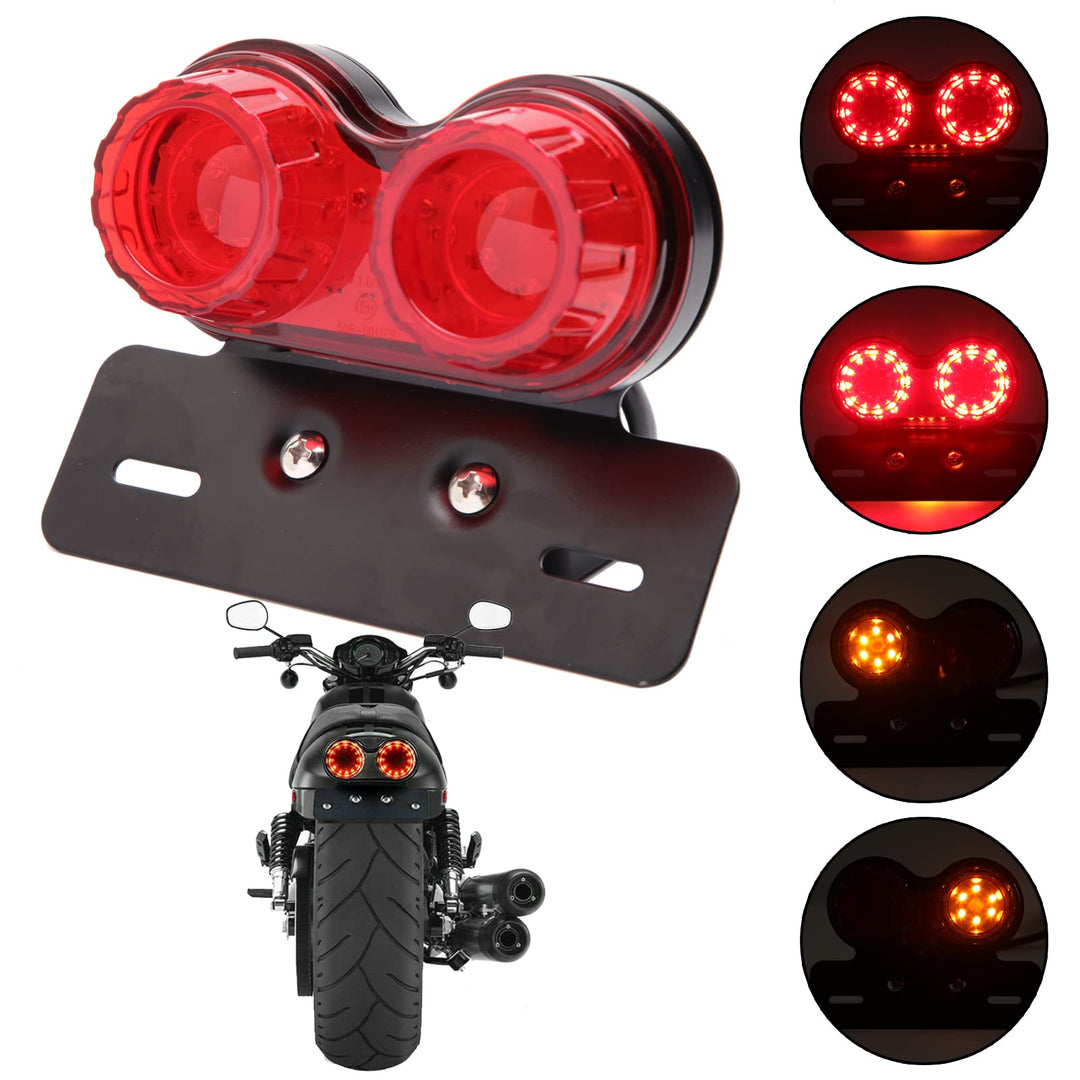 JMTBNO Motorrad Rücklicht LED Bremslicht Blinker Kennzeichnenleuchte mit Nummernschildhalter Univers