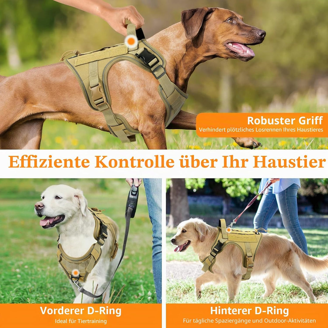 Taktisch Hundegeschirr, Einfach Kontrolle &amp; Anti Zug Hundegeschirr mit Molle Panel und Reflektierend