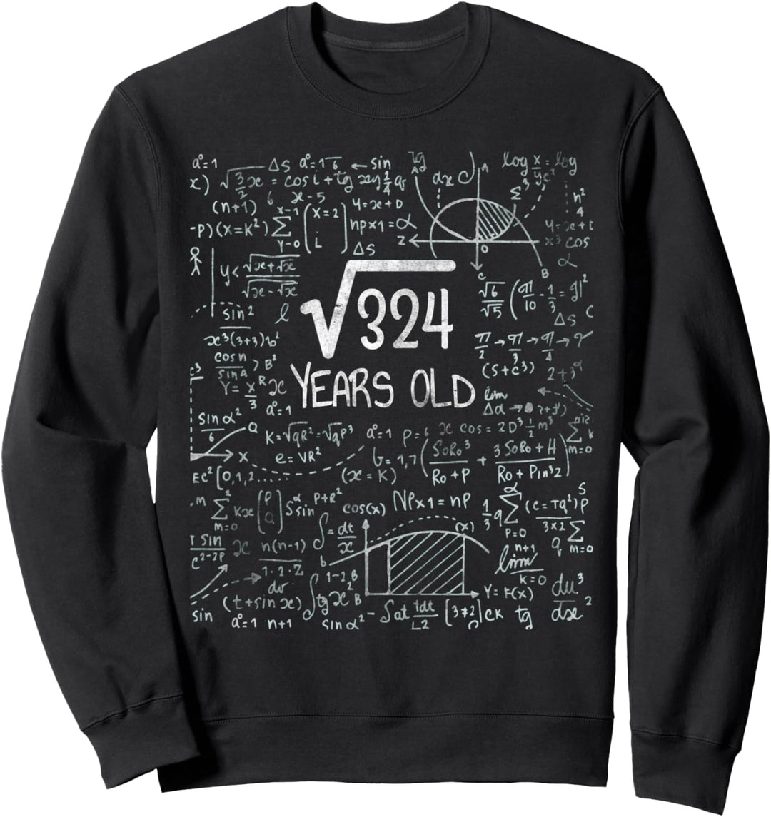 Quadratische Wurzel von 324 18. Geburtstag Mathematik Design 18 Jahre alt Sweatshirt