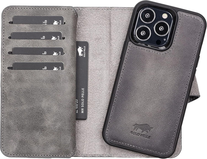 Solo Pelle Lederhülle kompatibel für iPhone 13 Pro in 6.1 Zoll abnehmbare Hülle (2in1) Harvard Doubl