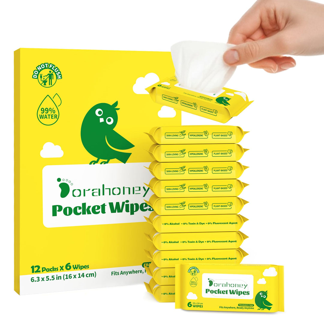 Mini Reise Feuchttücher – Baby Feuchttücher Reisegrösse, 99% Wasser, unparfümiert & hypoallergen, fü