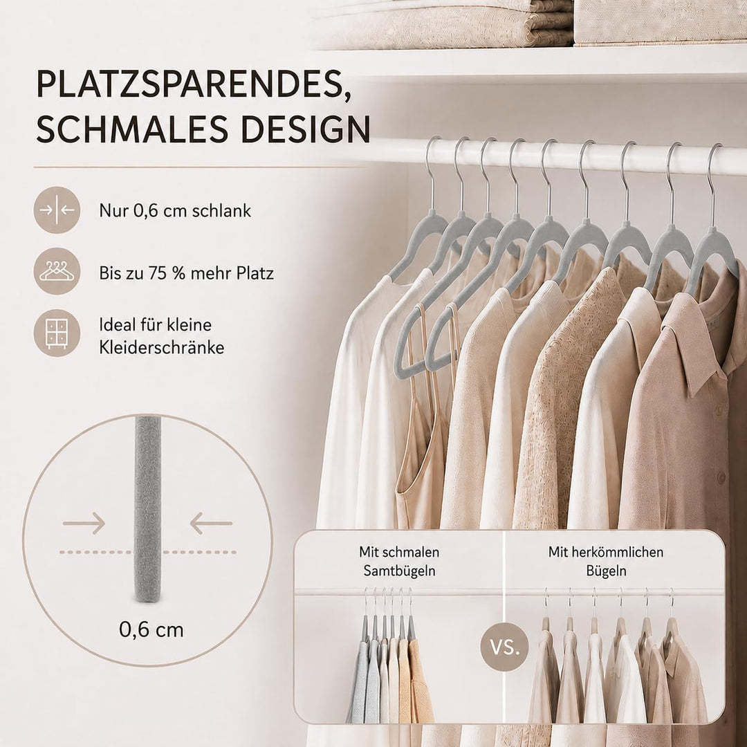 HOUSE DAY Kleiderbügel Samt 40 Stück, rutschfeste Schmale Bügel als Kleiderbügel Platzsparend design