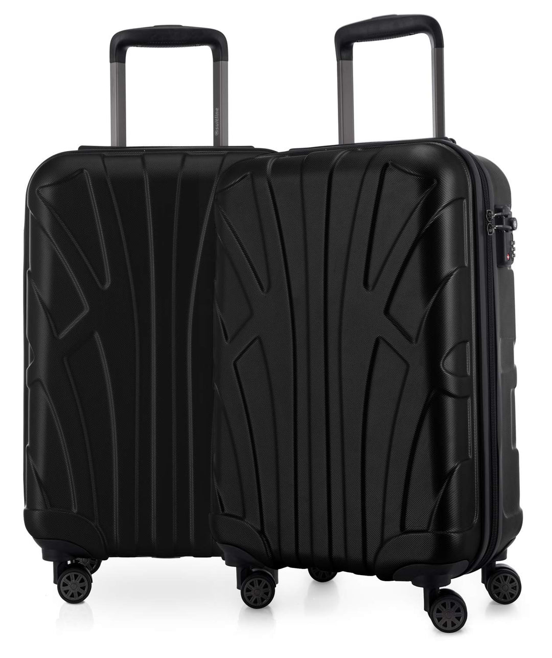 suitline - 2er Trolley - Koffer Set Grössen Schwarz 2er Set XS+M, Schwarz 2er Set XS+M