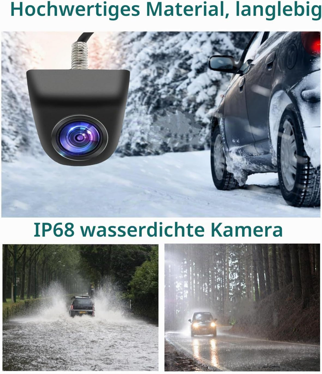 HD1080P/NTSC Front/Seiten/Rückkamera für Auto, IP68 wasserdichte Rückfahrkamera mit Klarer Nachtsich