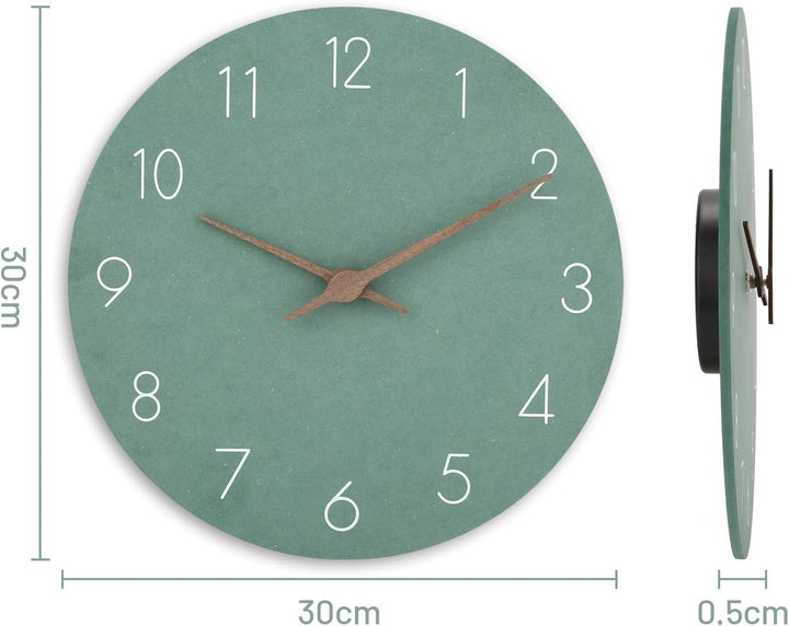 Warminn MDF Holz Wanduhr Ohne TickgeräUsche Lautlos Modern 30cm Quarz Gross Batterie Betriebene Wand