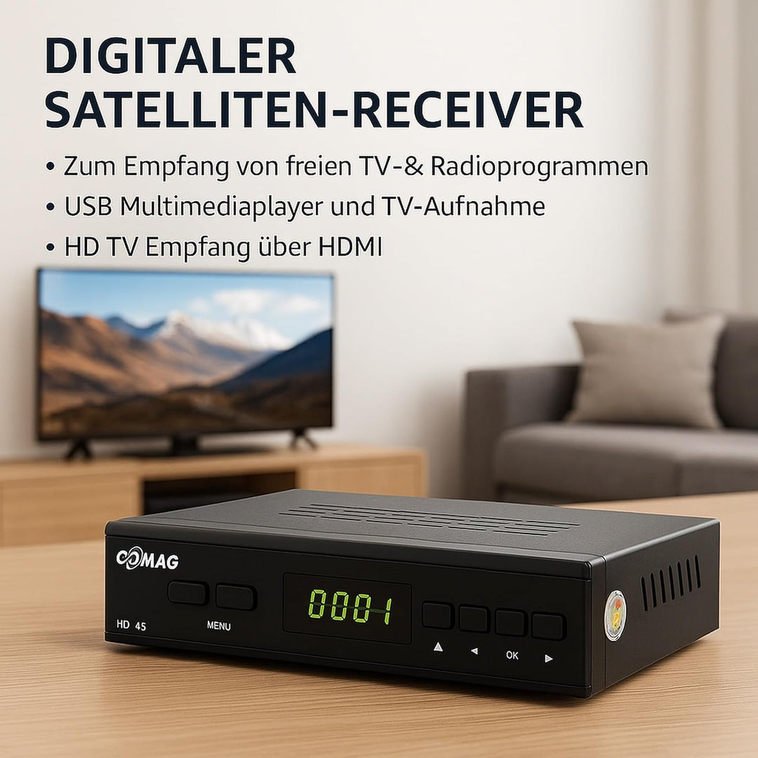 Comag HD45 Digitaler HD Sat Receiver (Full HD, HDTV, DVB-S2, HDMI, SCART, PVR-Ready, USB 2.0) inkl.